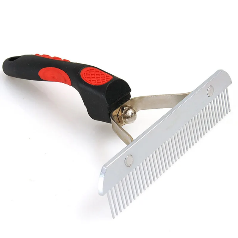 Red Plastic Handle Nail Rake Comb font b Pet b font Grooming Comb Hair Removal Open