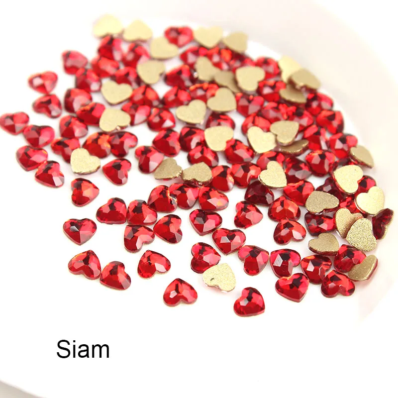 30pcs Flat back Colorful Mini Heart Nail Rhinestones For Nails Art Decorations Crystal Glass Stone Manicure 3D Shiny Strass Gem 