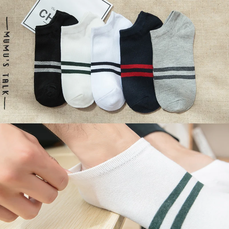 socks men ankle cotton summer short striped sneaker calcetines antideslizante hombre coolmax street fashion pack 5 pairs