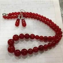 Отлично 6-14 мм красный камень Цепочки и ожерелья 1" отправить серьги как ААА кварц изысканные свадебные широкий часы крылья женские королева