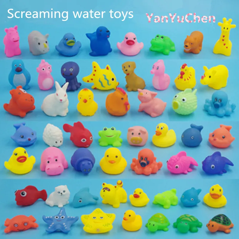 13 animals swimming on water, toys, colorful soft rubber, floating ducks, squeaking and squeaking toys for bathing toys