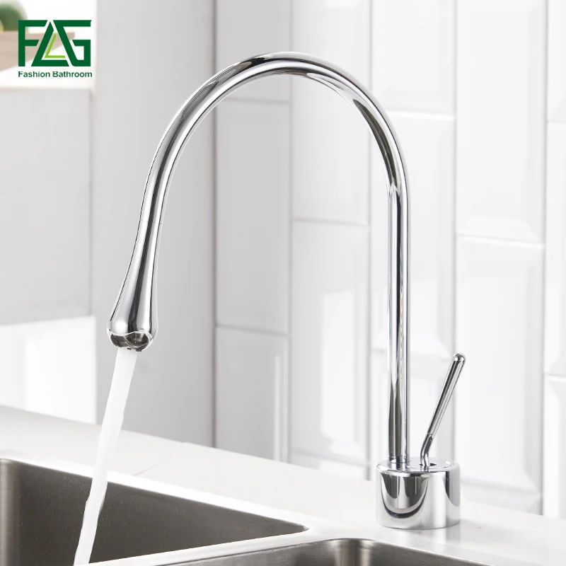 FLG Kitchen Faucets Chrome Kitchen Mixer Tap With Hot And Cold Kitchen Water Mixers Brass Sink Crane Swivel Mixer Tap FLG Kitchen Faucets Chrome Kitchen Mixer Tap With Hot And Cold Kitchen Water Mixers Brass Sink Crane Swivel Mixer Tap