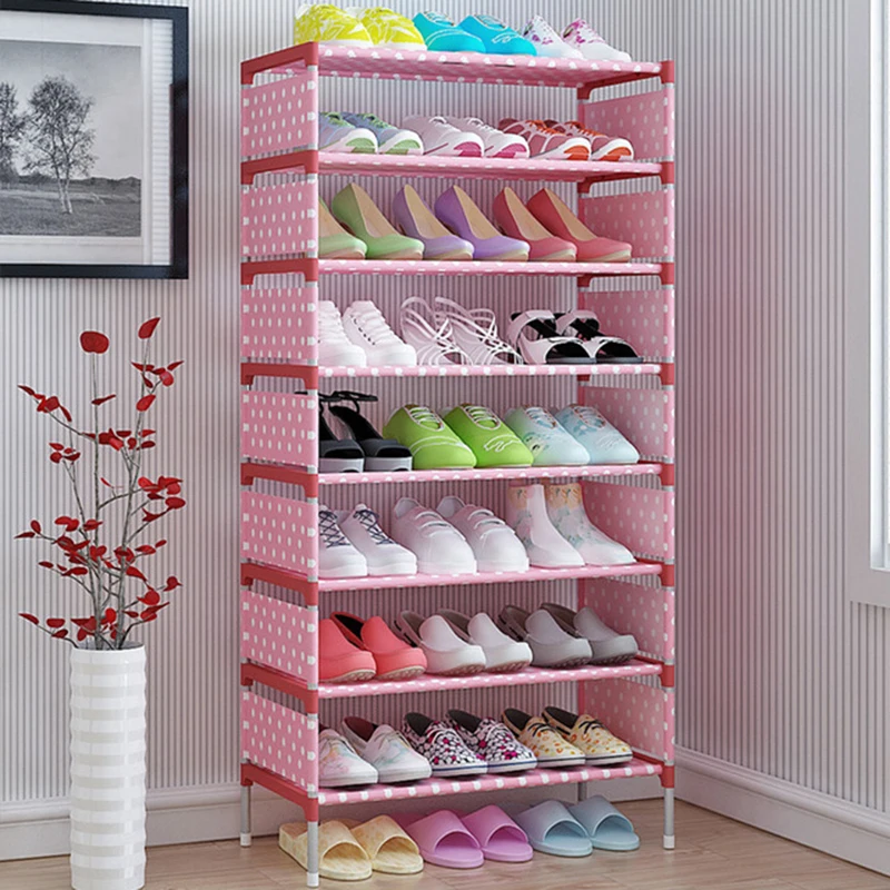 Simple 9 Tiers Nonwoven Shoe Rack Detachable Home Entryway Shoe Storage Cabinet Furniture Adjustable Shoe Organizer Space Saver