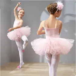 Розовый без рукавов для девочек Тюль Туту балерина купальник детское платье принцессы гимнастика балерина Танцы костюмы