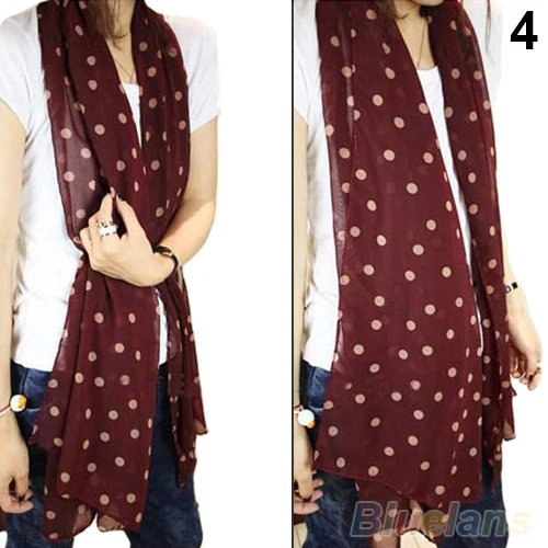 Модный женский шифоновый длинный шарф в горошек 5 видов цветов 0JDV|long scarf shawl|scarf