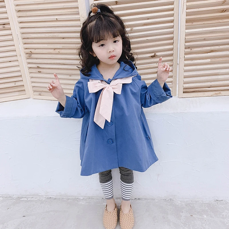 

Girls' New Fashion Trench Coat With Hat Children's Wear Jacket For Spring And Autumn For Hight 80cm-130cm