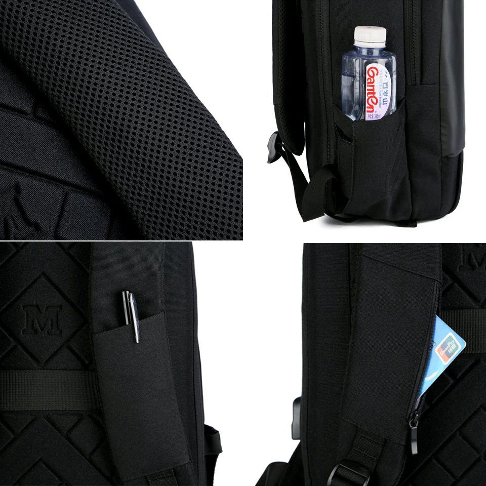 Waterproof Laptop Backpack Bag Men Women Male School Backpacks Large 15.6 Notebook USB Travel Bagpack Black Boy Girls Back Pack