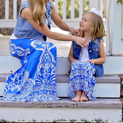 

Mommy And Me Family Matching Floral Dress Mother Daughter Skirt For Kid Women