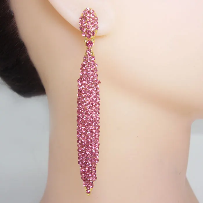 

Fashion Jewelry Vintage Women's Crystal Line Earrings Fuchsia Elements