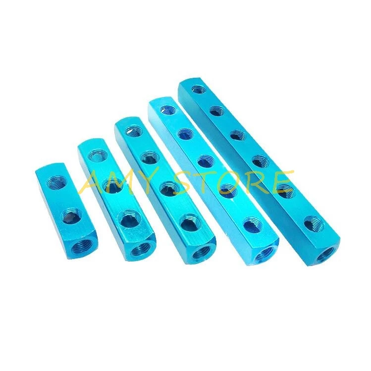 

Pneumatic fittings 1/4" BSPP Threaded 2 3 4 5 6 7 8 9 10 Way Quick Connector Air Aluminum Hose Manifold Block Splitter Blue