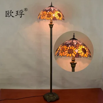 

European style Tiffany colored glass living room study Sun decorative floor lamp