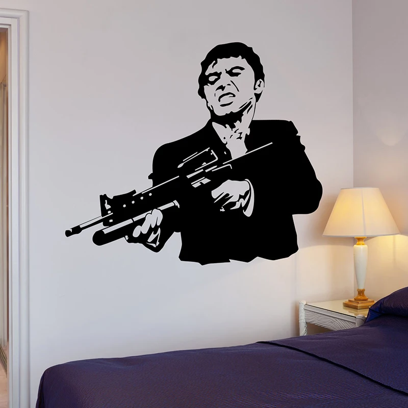 Wall Stickers Vinyl Decal Scarface Film Gangster Mafia Gun Cool Decor