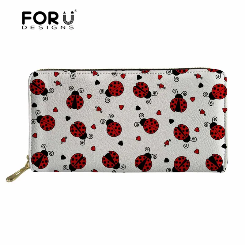 

FORUDESIGNS Leather Wallet Womens Wallets and Purses Ladybug Printing PU Wallet Female Purse for Coins Clutch Card Holder Cash