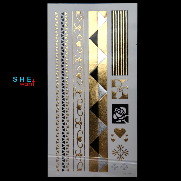 

2017 Real New Design Multicolor Metallic Necklace Pattern Products Temporary Jewelry Flash Tattoo Wholesale