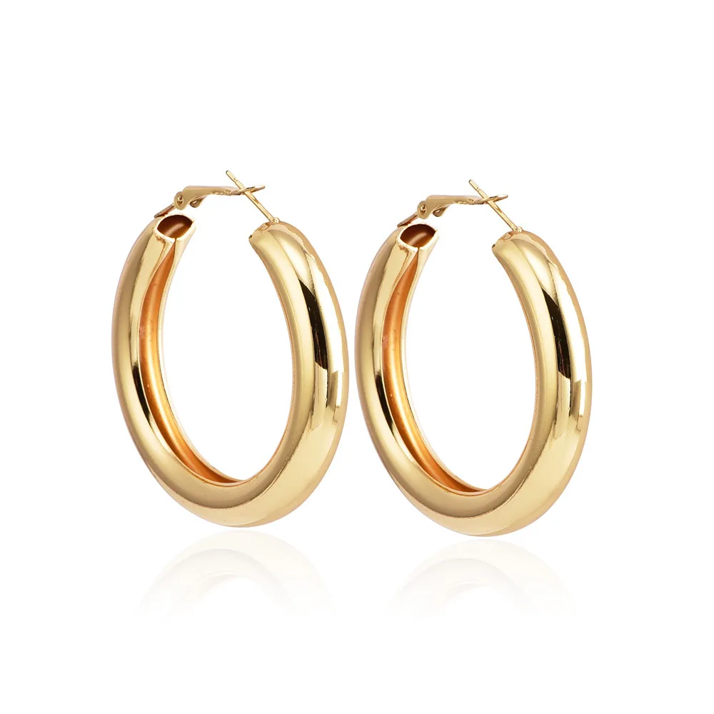 

New Fashion Earrings Personality Thick Round Metal Lady's Ear Ring Hyperbole Selling Jewelry Earrings For Women Wholesale