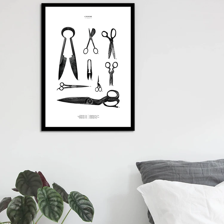 2017 Nordic Creative Black Scissors Art painting on Canvas Poster Print