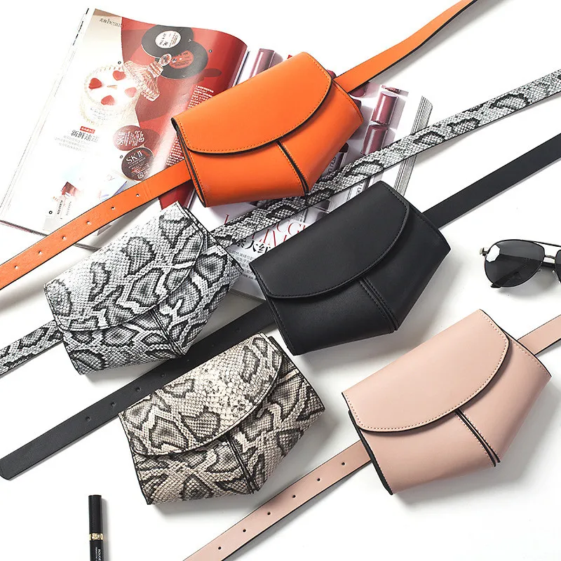 

Luxury Casual Waist Bag Women Snake Veins Pattern Chest Pack Serpentine Waist Packs Ladies Summer Street Travel Bags Female
