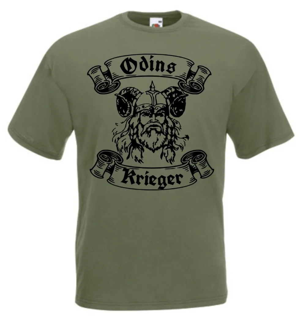 Мода 2019 лето новый бренд 100% хлопок оливки Odin Odins Krieger Thor Wikinger Nordmann Viking Fk045