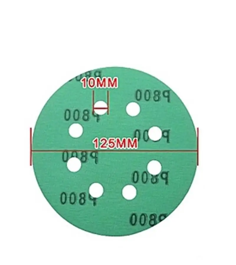 MAXMAN 10 шт. 5 дюймов 8 отверстий наждачная бумага 60-2000 гритс зеленая пленка шлифовальный диск Флокирование водный Песок Сухой/влажный