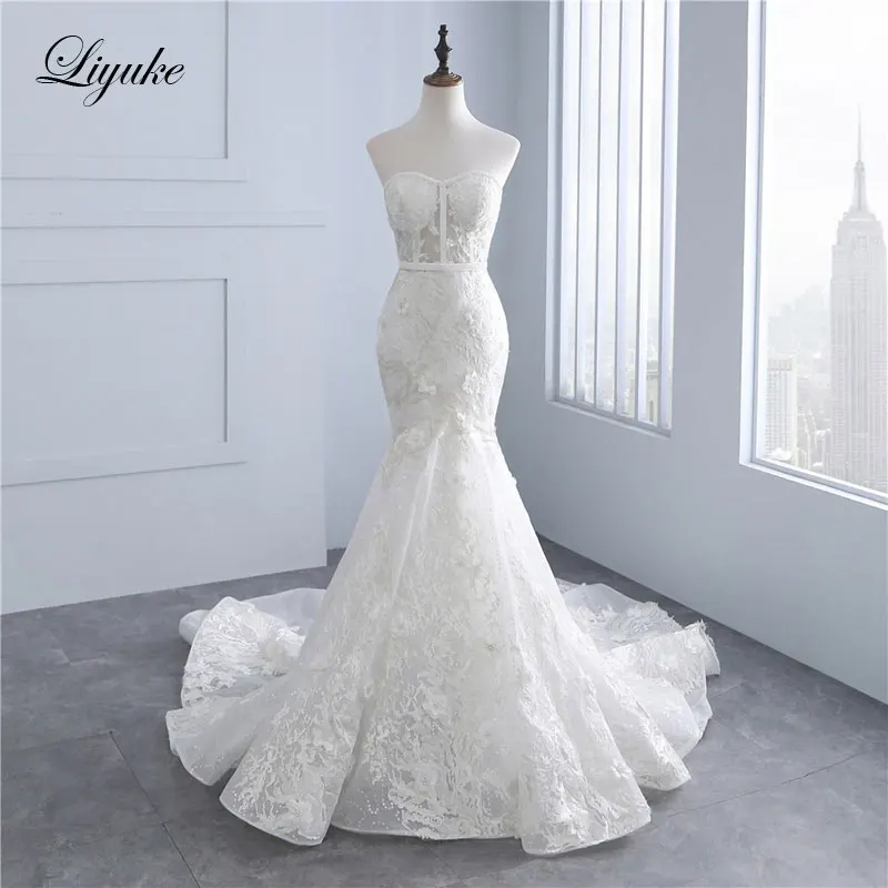 dresses for wedding Liyuke Real Photos A Line Wedding Dress Ivory Satin Skirt Full Sleeve  Bling Bling Plearls Bridal Dress black wedding dresses