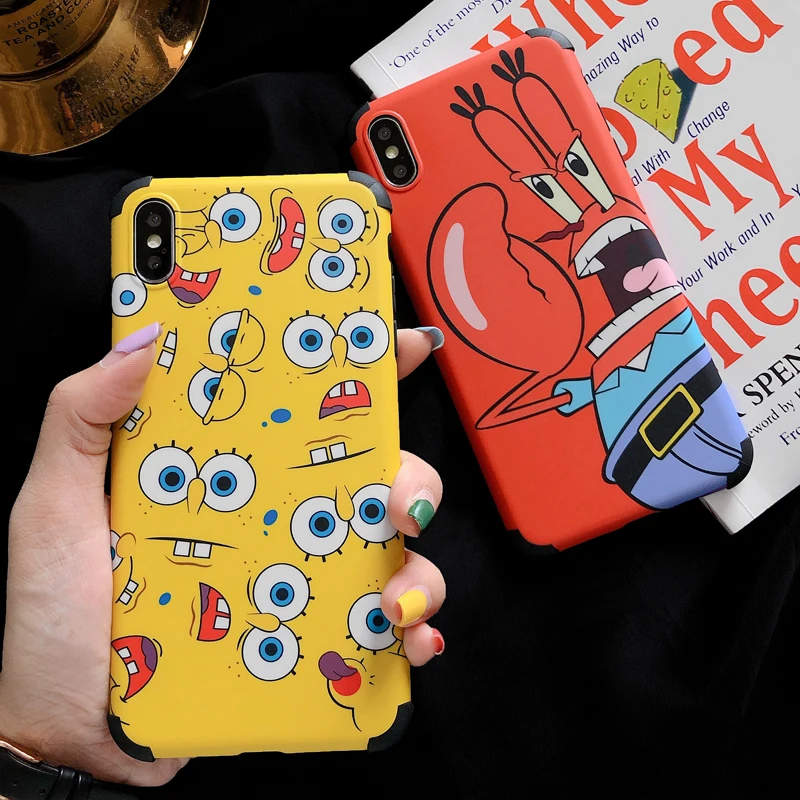 

for iphone XS max XR X SpongeBob Anti-knock Shockproof Case for iphone 8plus 7 8 6 6s Plus Corner anti-fall protective cover