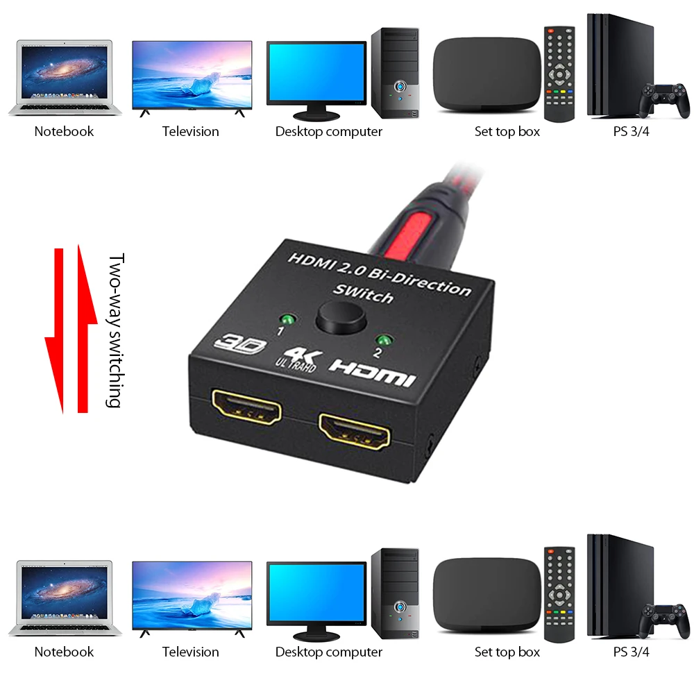 HD 4K HDMI 2 0 Bi Direction интеллектуальный коммутатор 2x1 1x2 In Out Switch Split ter Video усилитель