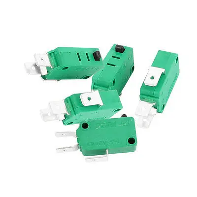 

10 Pcs SPDT 3 Terminals Momentary Micro Limit Switch 16A AC125/250V Green kW3-0Z