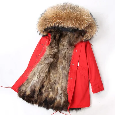 OFTBUY, новинка, зимняя куртка для женщин, пальто из натурального меха, парка, воротник из меха енота, Лисий мех, подкладка, свободное, армейское, зеленое, длинное пальто, уличная одежда