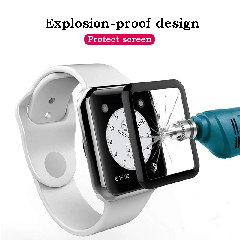 For i Watch Series 4 40mm 44mm 4D Tempered Glass Film For Apple Watch 4 Series 44 40 Curved Screen Protector Film (4)