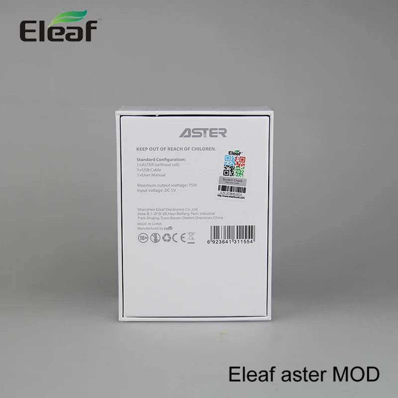 5 шт. вапорайзер Eleaf Aster Mod 75 Вт TC Box mod VW/Bypass/Smart/TC-Ni/TC-Ti/TCR модели vs PICO mod Eleaf Aster E-cig Mod