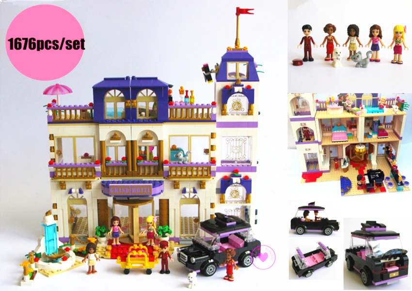 

New Friends Series Heartlake Grand Hotel fit legoings Friends figures city Model Building Blocks Bricks diy toys girl kid gift