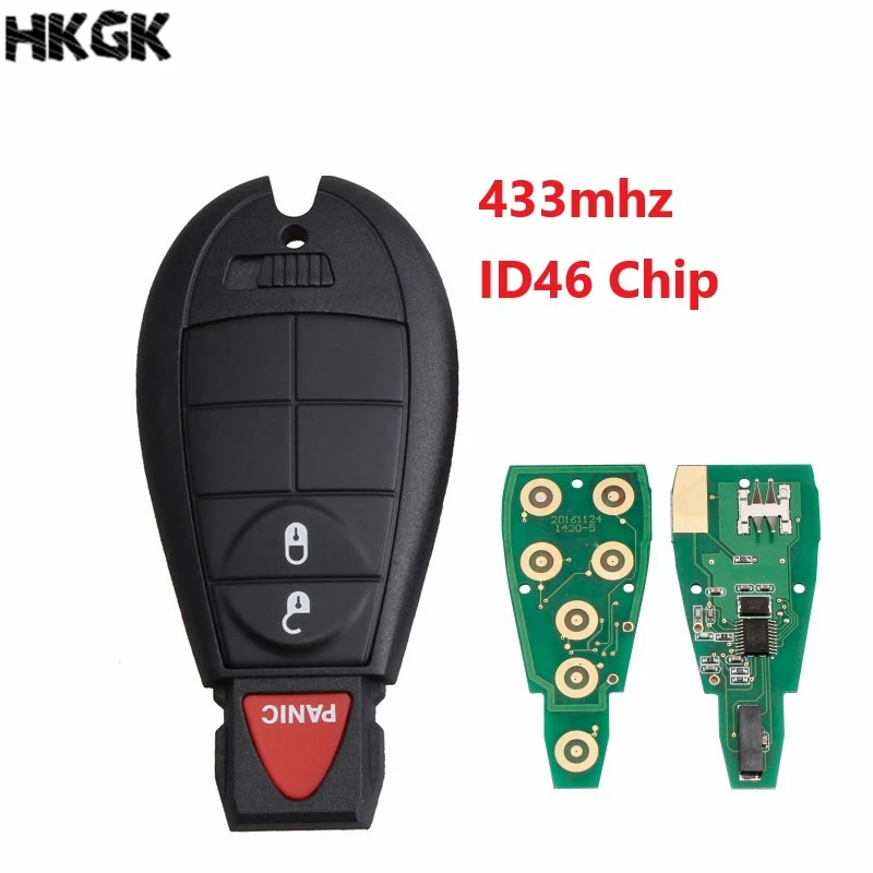 3 Buttons Smart Remote Key Keyless 433Mhz ID 46 Chip For Dodge 08-14 Grand Caravan 09-13 Journey For Dodge M3N5WY783X keys