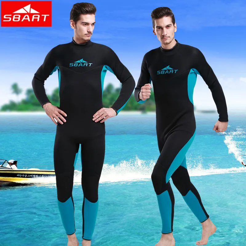 SBART Diving Suit 3MM Neoprene Wetsuit Men Long Sleeve Full Swimwear ...