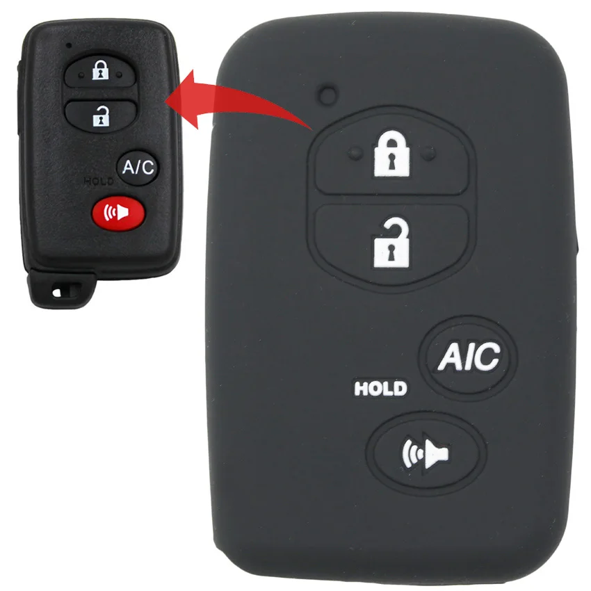 

MICOCHE Soft and Washable 3+1 Button Silicone Car Key Case Cover for Toyota Prius V 2012 2013 2010 2011 with A/C Key Button