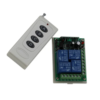 

200m DC 24V 4CH RF Wireless Remote Control Switch System 4 Keys Transmitter and Receiver 315/433MHZ