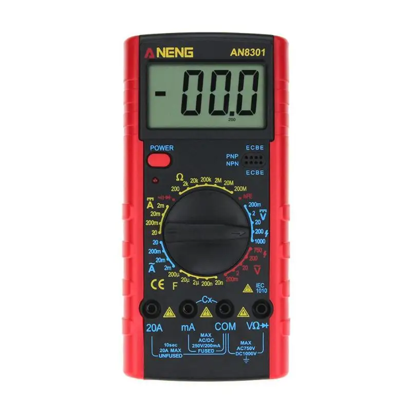 AN8301 Portable Digital Multimeter AC/DC Voltage Current Resistance Capacitance Voltmeter Ammeter Multi Tester LCD Display AN8301 Portable Digital Multimeter AC/DC Voltage Current Resistance Capacitance Voltmeter Ammeter Multi Tester LCD Display