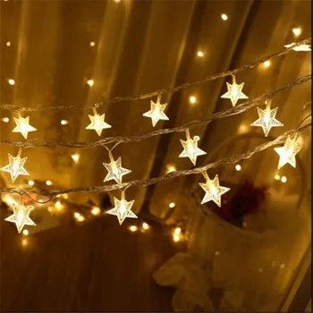 

AC220V 50LED Star Copper Wire String Lights LED Fairy Lights Christmas Wedding Home Garden Ball decoration twinkle lights
