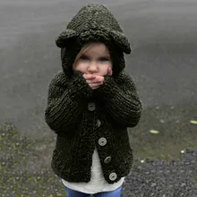 ARLONEET Jacket Girl Pullovers Cardigan Children Coat Sweater Button Thick Winter Warm Clothes Hoodies Outerwear BFOF