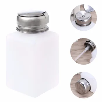 

200ml Nail Polish Makeup Remover Push Down Metal Lid Pump Dispenser Bottle For Alcohol Polish Makeup Remover