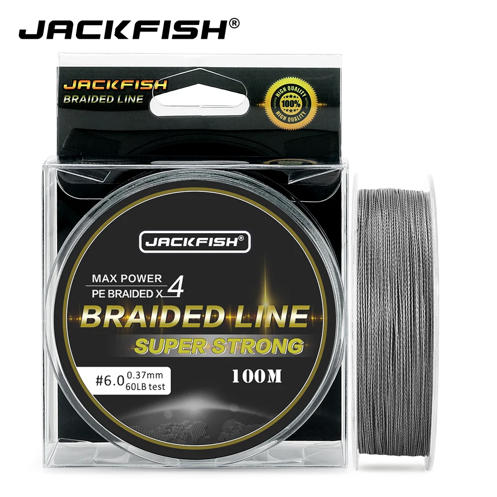 

JACKFISH 4 Strand PE Braided Fishing Line 100m 10-80LB Super Strong Multifilament Fishing Line For Carp Fishing Tackle pesca