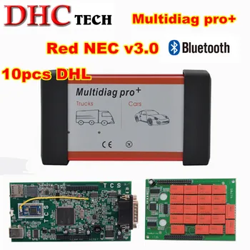 

10PCS DHL free Multidiag Pro Car Diagnostic Tool Software 2016.00 Bluetooth Red PCB V3.0 PCB OBD2 Auto Scanner For Car Truck