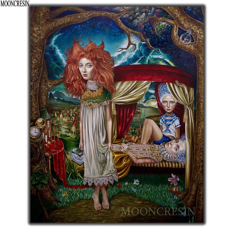 

5D Diy Diamond Painting Cross Stitch Resting Princess Needlework 3D Diamond Embroidery Full Round Mosaic Decoration Resin Kits