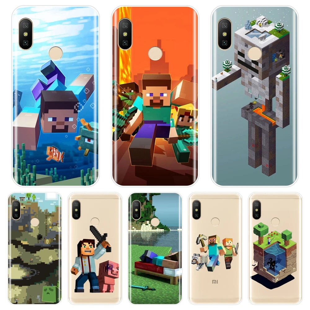 

TPU Back Cover For Xiaomi Mi A1 A2 8 SE Lite Minecraft Game Silicone Soft Phone Case For Xiaomi Mi 5 5C 5S 5X 6 6X Plus Case
