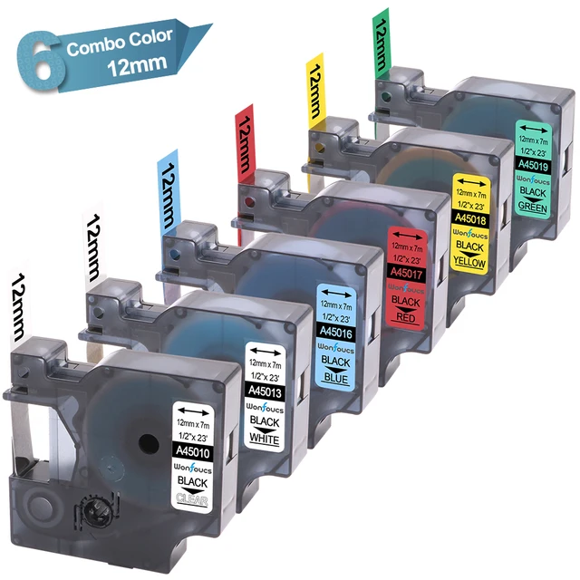 Special Price 6PK Combo Set Compatible 12mm Dymo D1 Label Tapes 45010 45013 For Label Manager Typewriter Black on White Printer Ribbons Special Price 6PK Combo Set Compatible 12mm Dymo D1 Label Tapes 45010 45013 For Label Manager Typewriter Black on White Printer Ribbons