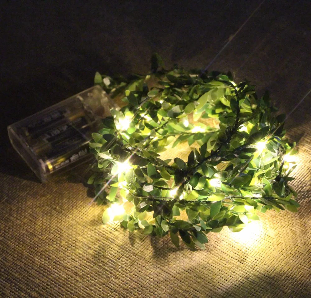 10 м 100 LED гирлянды листьев на батарейках меди струнные светильники на Рождество комната Праздник День рождения Свадебные украшения