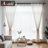 Beige linen tulle curtains for living room Modern flax sheer curtains for bedroom Solid voile curtain for children window drapes ► Photo 3/6