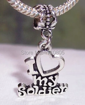 

100pcs Antique Silver I Love My Soldier Charm Pendant Necklace&Bracelet Accessories Fashion Jewelry Wholesale Unique Gifts B792