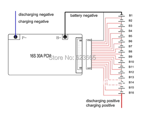 48V LiFePO4 батарея BMS 3,2 V 16S 48V 30A BMS LiFePO4 батарея PCM 16S 30A 58,4 V BMS