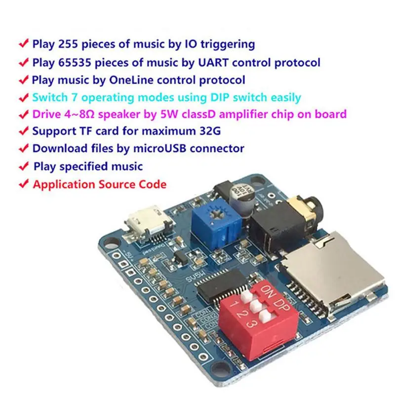 Плата модуля воспроизведения голоса MP3 триггер голоса SD/TF карта для Arduino