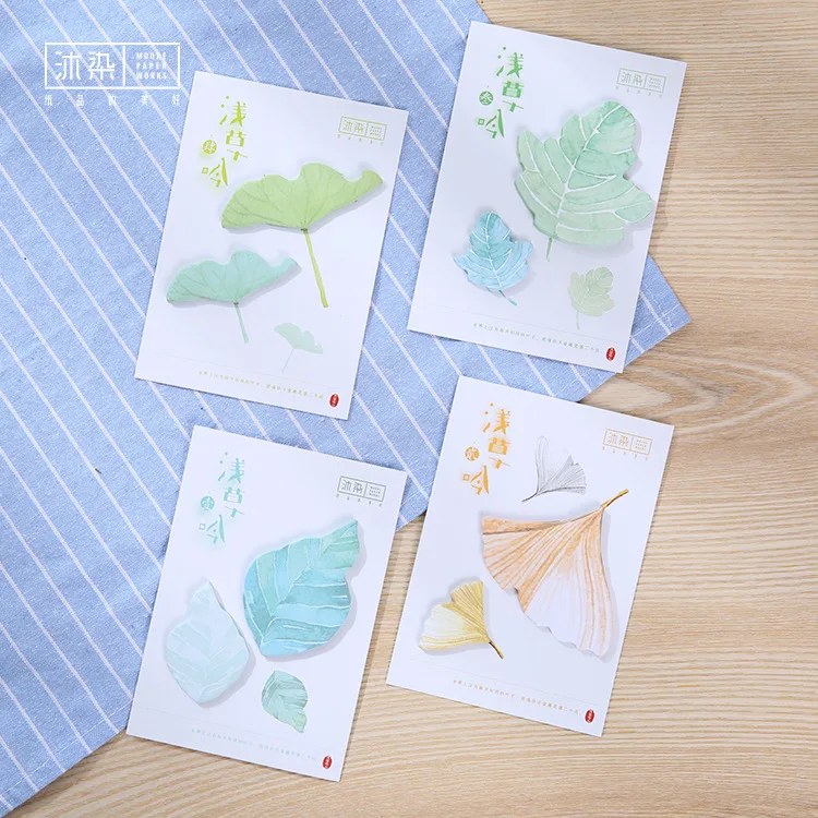 Natural Cute Leaves Korean Kawaii Stationery Leaf Memo Pad Sticky Notes Paper Notepad Post it Sticky Leaf  School Supplies